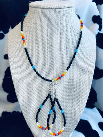 "Feathered Indians" Earring & Necklace Set